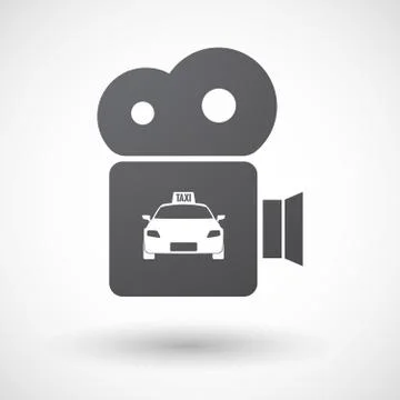 Isolated retro cinema camera icon with  a taxi icon Stock Illustration