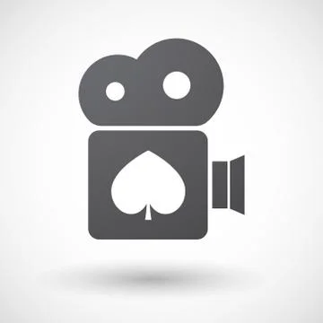 Isolated retro cinema camera icon with  the  spade  poker playing card sign Stock Illustration