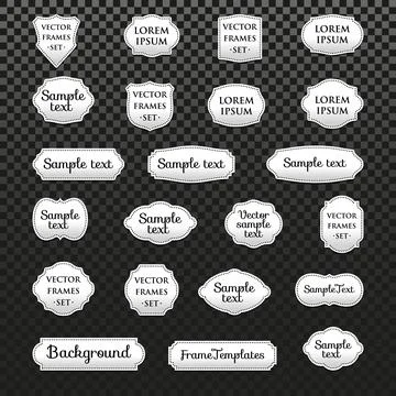 Isolated retro photo frames vector logo set. Vintage style borders. Illustrazione stock