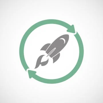 Isolated reuse icon with a rocket Stock Illustration