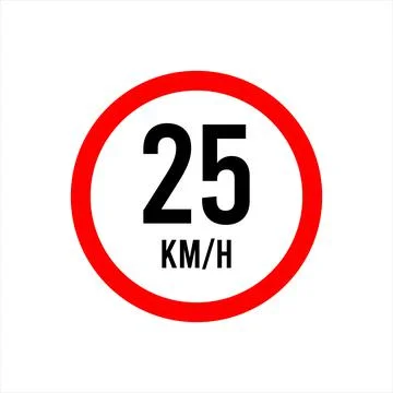 Isolated Road Maximum Speed limit sign 25 kmh Stock Illustration