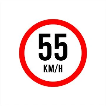 Isolated Road Maximum Speed limit sign 55 kmh Stock Illustration