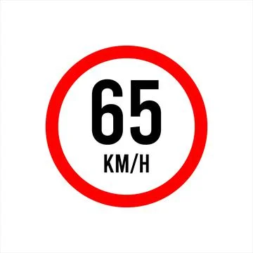 Isolated Road Maximum Speed limit sign 65 kmh Stock Illustration