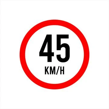 Isolated Road Maximum Speed limit sign 45 kmh Stock Illustration