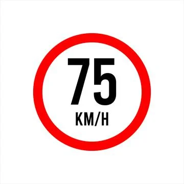 Isolated Road Maximum Speed limit sign 75 kmh Stock Illustration
