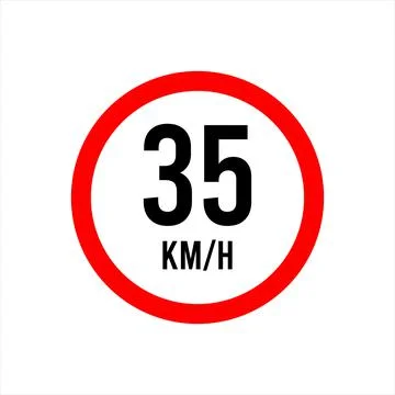 Isolated Road Maximum Speed limit sign 35 kmh Stock Illustration