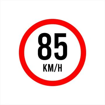 Isolated Road Maximum Speed limit sign 85 kmh Stock Illustration
