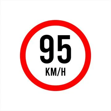 Isolated Road Maximum Speed limit sign 95 kmh Stock Illustration