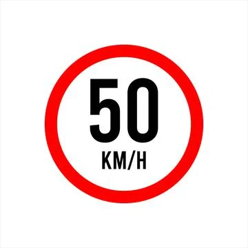 Isolated Road Maximum Speed limit sign 50 kmh Stock Illustration