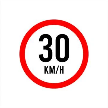 Isolated Road Maximum Speed limit sign 30 kmh Stock Illustration