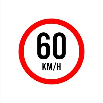 Isolated Road Maximum Speed limit sign 60 kmh Stock Illustration