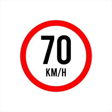 Isolated Road Maximum Speed limit sign 70 kmh Stock Illustration