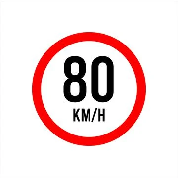 Isolated Road Maximum Speed limit sign 80 kmh Stock Illustration