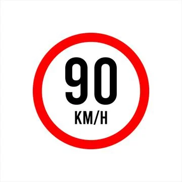 Isolated Road Maximum Speed limit sign 90 kmh Stock Illustration