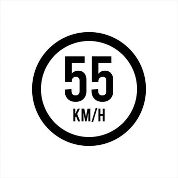 Isolated Road Maximum Speed limit sign 55 kmh Stock Illustration