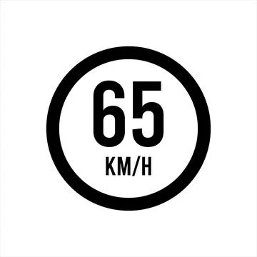 Isolated Road Maximum Speed limit sign 65 kmh Stock Illustration