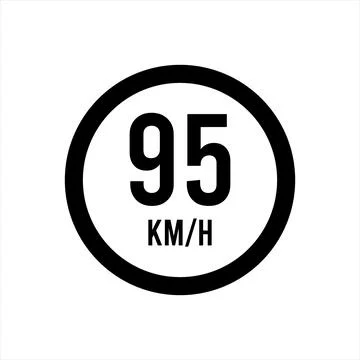 Isolated Road Maximum Speed limit sign 95 kmh Stock Illustration