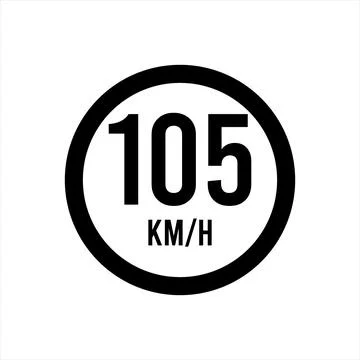 Isolated Road Maximum Speed limit sign 105 kmh Stock Illustration
