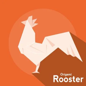 Isolated rooster origami icon flat design Vector Stock Illustration