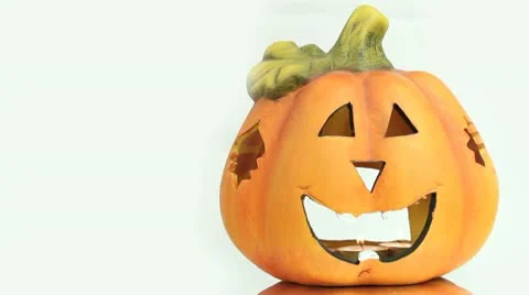 Isolated Rotating Halloween Pumpkin Stock Footage 8991708