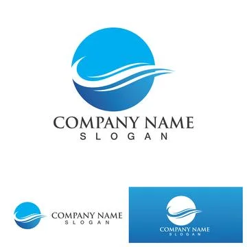 Isolated round shape logo. Blue color logotype. Flowing water image. Sea, o.. イラスト素材