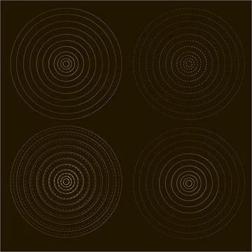 Isolated round shape radar signs on dark background. Circular elements backdrop 스톡 일러스트