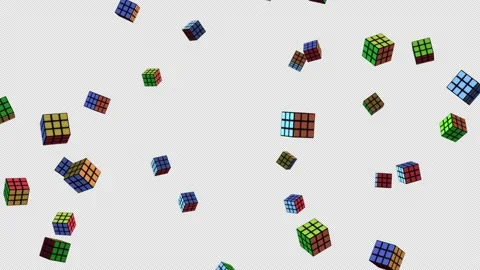 Isolated rubic cubes flying Stock Footage 143404633