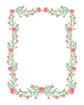 Isolated rustic flowers frame design Illustrazione stock