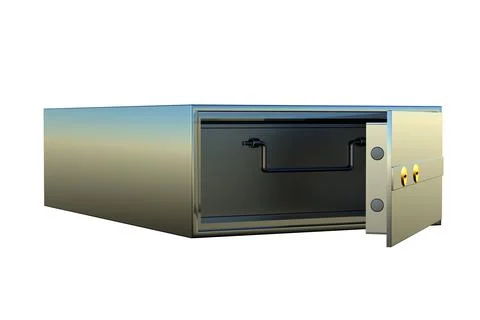 Isolated safe box on white background. 3D Render Stock Photos