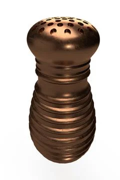 Isolated Salt Shaker in Copper or Golden Metallic Color on White Background. Stock Illustration