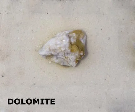 Isolated sample of a Dolomite rock on texture background. Dolomite Sediment.. Stock-Fotos