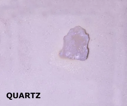 Isolated sample of a Quartz rock on texture background. Quartz Igneous Rock.. Stock-Fotos