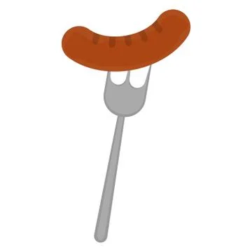 Isolated sausage on a fork icon Stock Illustration