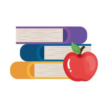 Isolated school books with apple vector design Stock Illustration