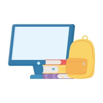 Isolated school books computer and bag vector design Stock Illustration