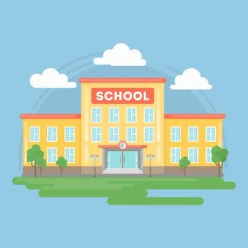Isolated school building. Ilustración de archivo