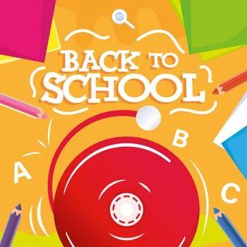 Isolated school ring Back to school comic poster Vector Illustrazione stock