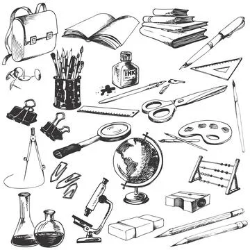 Isolated school vector objects set. Stock Illustration