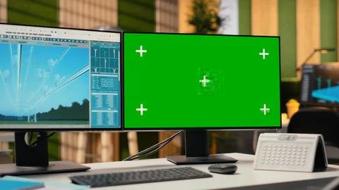 Isolated screen computer used for smart electric grid development Stock Photos