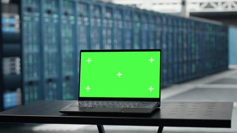 Isolated screen laptop in data center used for doing maintenance Stock Footage 317203724