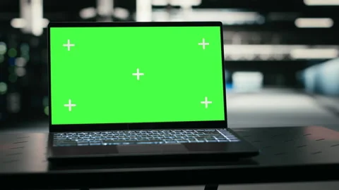Isolated screen laptop in data center and augmented reality tech Stock Footage 329944988