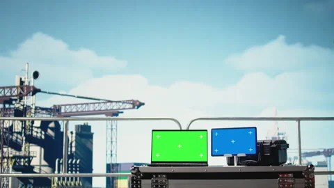 Isolated screen tablet and laptop on drilling rig used for doing maintenance Stock Footage 319970143