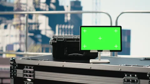 Isolated screen tablet and laptop on drilling rig used for doing maintenance Stock Footage 319971055