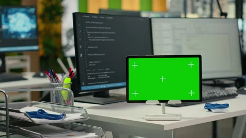 Isolated screen tablet on Silicon Valley startup office desk Stock Footage 322697669