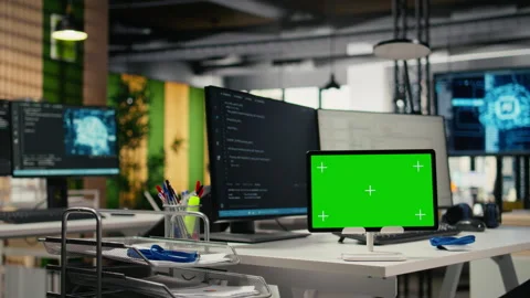 Isolated screen tablet on Silicon Valley startup office desk Stock Footage 322702865