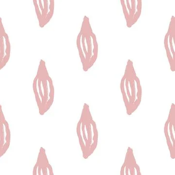 Isolated seamless botanic pattern with abstract leaf ornament. Pink print on  Stock Illustration