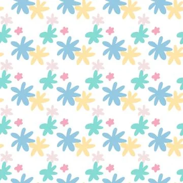 Isolated seamless botanic pattern with daisy flowers. Simple floral backdrop. Stock Illustration