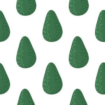 Isolated seamless doodle pattern with avocados simple forms. Green organic fr Stock Illustration