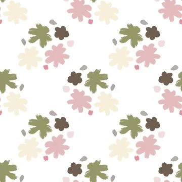 Isolated seamless doodle pattern with flower buds elements print. Grey and li イラスト素材