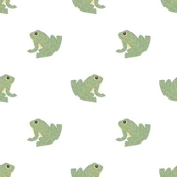 Isolated seamless doodle pattern in kids style with grey colored frog ornamen Illustrazione stock